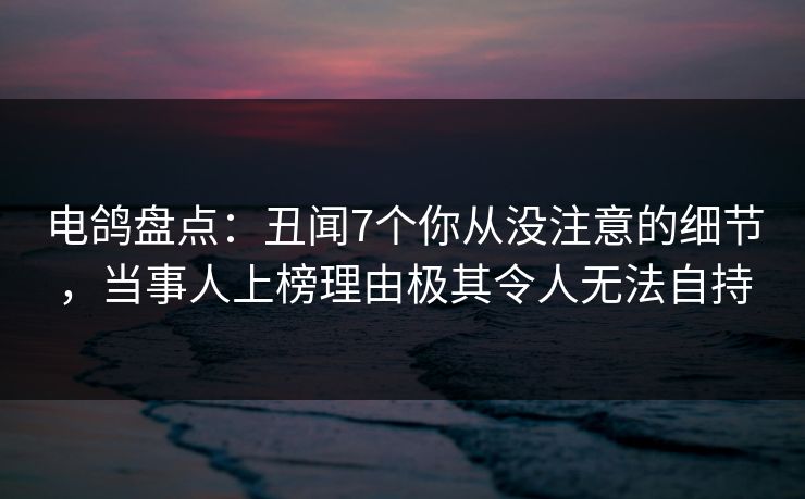 电鸽盘点：丑闻7个你从没注意的细节，当事人上榜理由极其令人无法自持