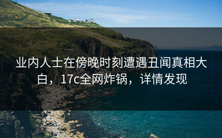 业内人士在傍晚时刻遭遇丑闻真相大白，17c全网炸锅，详情发现