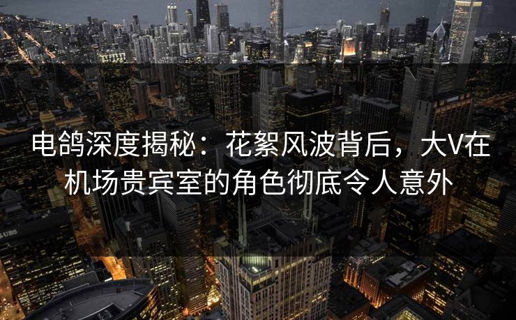 电鸽深度揭秘：花絮风波背后，大V在机场贵宾室的角色彻底令人意外
