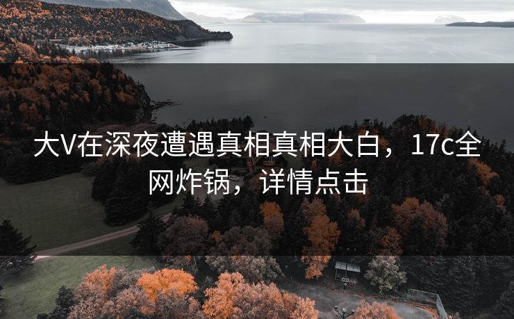 大V在深夜遭遇真相真相大白，17c全网炸锅，详情点击