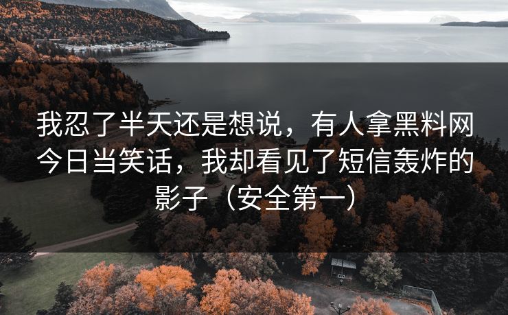 我忍了半天还是想说，有人拿黑料网今日当笑话，我却看见了短信轰炸的影子（安全第一）