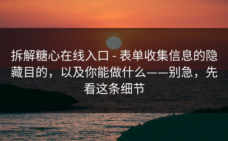 拆解糖心在线入口 - 表单收集信息的隐藏目的，以及你能做什么——别急，先看这条细节